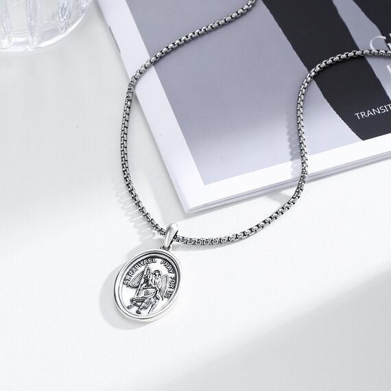 DOTBJ 925 Sterling Silber Erzengel Raphael Anhänger Kette mit Edelstahlkette 55,88cm + 5cm