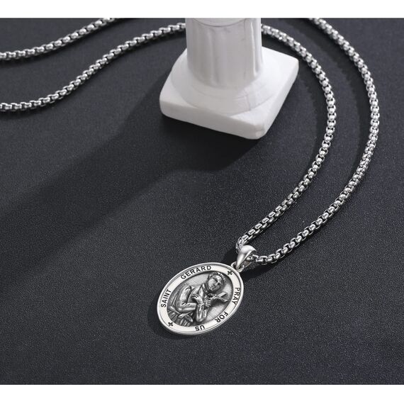 DOTBJ 925 Sterling Silber St Gerard Anhänger Kette mit Edelstahlkette 55,88cm + 5cm