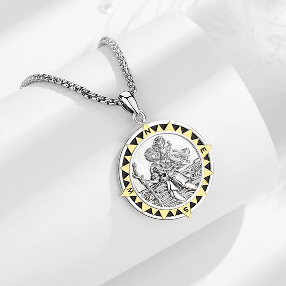EUDORA Harmony Ball Heiliger Christophorus Kette Medaille für Damen Herren Sterling Silber 925, Christophorus Anhänger Amulett Halskette Christlicher Schmuck, Geschenke für Frauen, 24Zoll