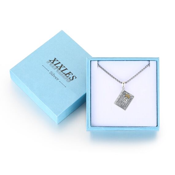 XIXLES Erzengel Uriel Halskette 925 Sterling Silber Charm St. Uriel Amulett Anhänger Halsketten, Heiliger Erzengel Uriel Schutzmedaille Feiner Schmuck Geschenk für Frauen Männer