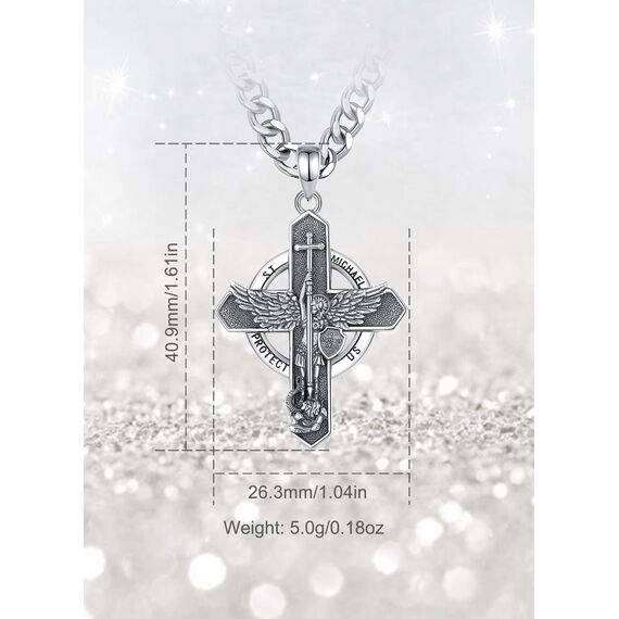 AEONSLOVE Erzengel Michael Halskette für Damen Herren 925 Sterling Silber Michael Anhänger Heiliger Michael Medaille Saint Michael Archangel Amulett Kette Katholische Schmuck Religiöse Geschenk