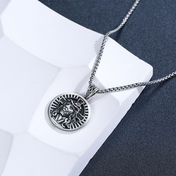 Jesus Christus Halskette für Herren 925er Sterling silber spiritueller Schutz Charm Heilung Talisman Schmuck christlicher Jesus Anhänger Jesus Medaillon Amulett religiöser Geschenk für Männer Frauen