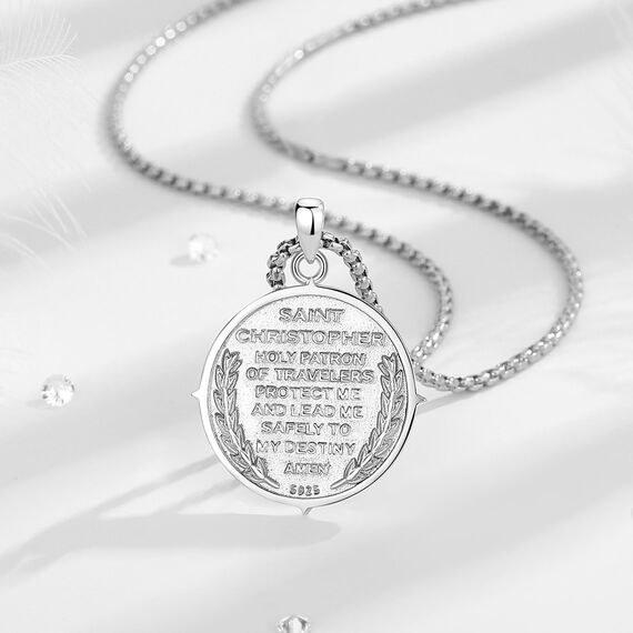 EUDORA Harmony Ball Heiliger Christophorus Kette Medaille für Damen Herren Sterling Silber 925, Christophorus Anhänger Amulett Halskette Christlicher Schmuck, Geschenke für Frauen, 24Zoll