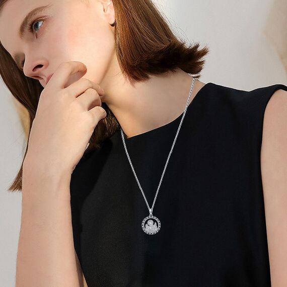 XIXLES Saint Gabriel Halskette 925 Sterling Silber Anhänger Halskette des Heiligen Erzengels St. Gabriel Schutz schmuck religiöse Geschenke für Herren Damen,Verstellbare Kettenlänge: 20+2 Zoll