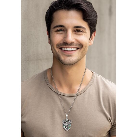 AEONSLOVE Erzengel Michael Anhänger Silber 925 für Damen Herren Heiliger Michael Medaille Kette Saint Michael Archangel Amulett Halskette Abalone-Muschel Katholische Schmuck Religiöse Geschenk
