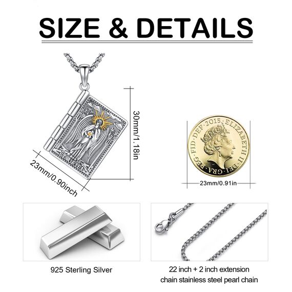 XIXLES Erzengel Uriel Halskette 925 Sterling Silber Charm St. Uriel Amulett Anhänger Halsketten, Heiliger Erzengel Uriel Schutzmedaille Feiner Schmuck Geschenk für Frauen Männer