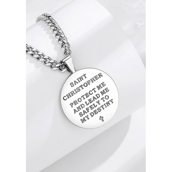 AEONSLOVE Heiliger Christophorus Anhänger Saint Christophorus Halskette Silber 925 für Herren Damen St Christopher Kette Christliche Katholische Schmuck Religious Protector Talisman Medaille