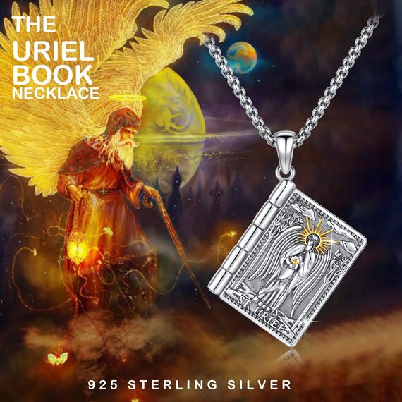 XIXLES Erzengel Uriel Halskette 925 Sterling Silber Charm St. Uriel Amulett Anhänger Halsketten, Heiliger Erzengel Uriel Schutzmedaille Feiner Schmuck Geschenk für Frauen Männer