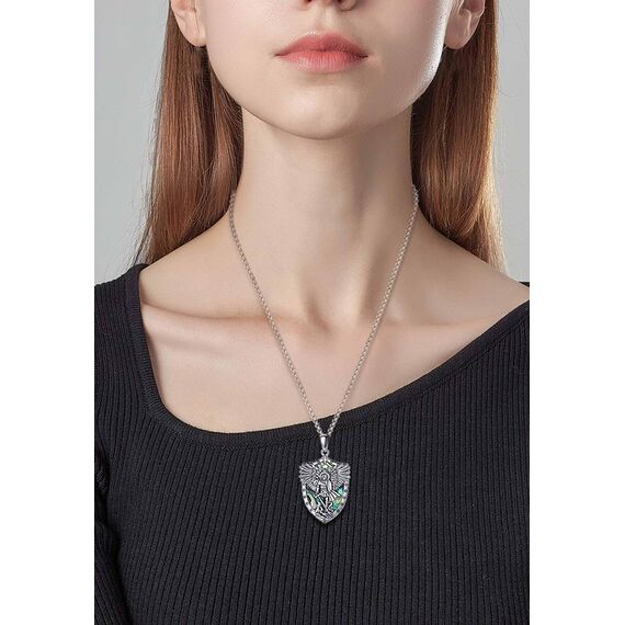 AEONSLOVE Erzengel Michael Anhänger Silber 925 für Damen Herren Heiliger Michael Medaille Kette Saint Michael Archangel Amulett Halskette Abalone-Muschel Katholische Schmuck Religiöse Geschenk