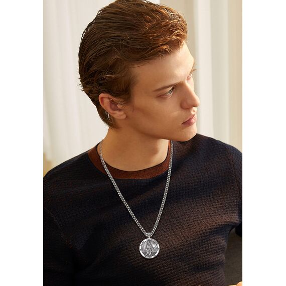 AEONSLOVE Heiliger Christophorus Anhänger Saint Christophorus Halskette Silber 925 für Herren Damen St Christopher Kette Christliche Katholische Schmuck Religious Protector Talisman Medaille