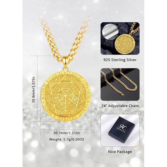 AEONSLOVE Siegel der Sieben Erzengel Halskette Silber 925 für Herren Damen 7 Engel Halskette Schutzpatron Kette Schutzamulett Religiöse Schmuck Christliche Erzengel Michael Anhänger