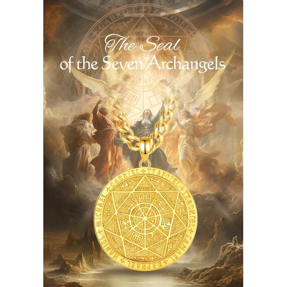 AEONSLOVE Siegel der Sieben Erzengel Halskette Silber 925 für Herren Damen 7 Engel Halskette Schutzpatron Kette Schutzamulett Religiöse Schmuck Christliche Erzengel Michael Anhänger