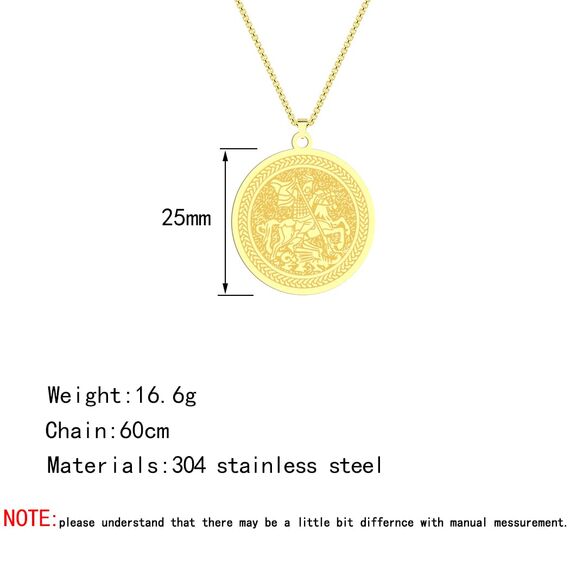 Herren Heiliger St. Georg Anhänger Halskette das Siegel der sieben Erzengel Religiöser Medaillon Modeschmuck für Männer und Frauen Jungen Edelstahl christliches Geschenk