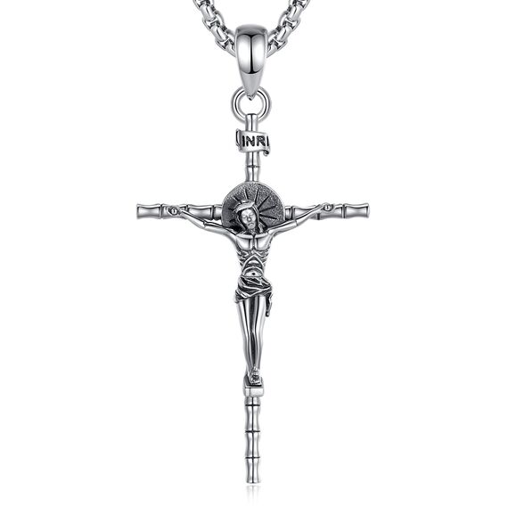 AEONSLOVE Kreuz Kette Damen Silber 925 Kruzifix Halskette Kreuzkette Silber Herren Jesus Anhänger Religiöse Geschenke Schutzamulett Katholisch Christlicher Schmuck Herren