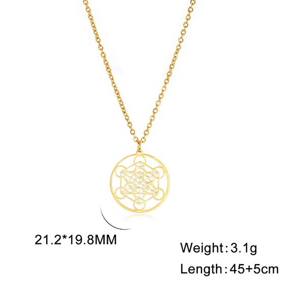 EUEAVAN Metatrons Würfel Halskette Metatron Würfel Heilige Geometrie Anhänger Siegel von Erzengel Engel Metatron Statement Halsketten Spiritueller Schutz Talisman für Frauen (Gold)