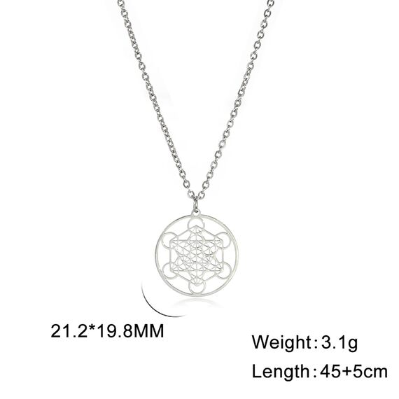 EUEAVAN Metatrons Würfel Halskette Metatron Würfel Heilige Geometrie Anhänger Siegel von Erzengel Engel Metatron Statement Halsketten Spiritueller Schutz Talisman für Frauen (Silber)