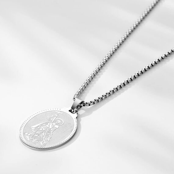 Herren personalisiert St. George Anhänger Halskette das Siegel der sieben Erzengel Religiöser Medaillon Modeschmuck für Männer und Frauen Jungen Edelstahl