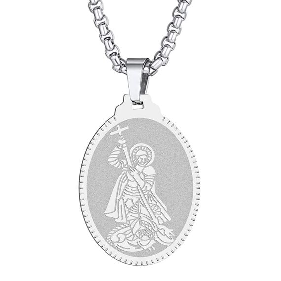 Herren personalisiert St. George Anhänger Halskette das Siegel der sieben Erzengel Religiöser Medaillon Modeschmuck für Männer und Frauen Jungen Edelstahl