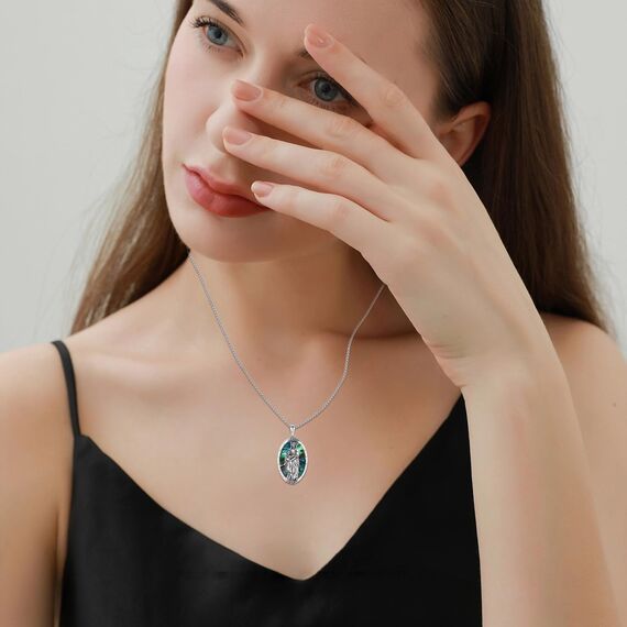 YEESIA Jungfrau Maria-Halskette für Damen, 925er-Sterlingsilber, Maria-Wundermedaille, Halskette mit Anhänger „Unsere Liebe Frau von Guadalupe“, mit Abalone-Muschel, religiöser Schmuck, Geschenk