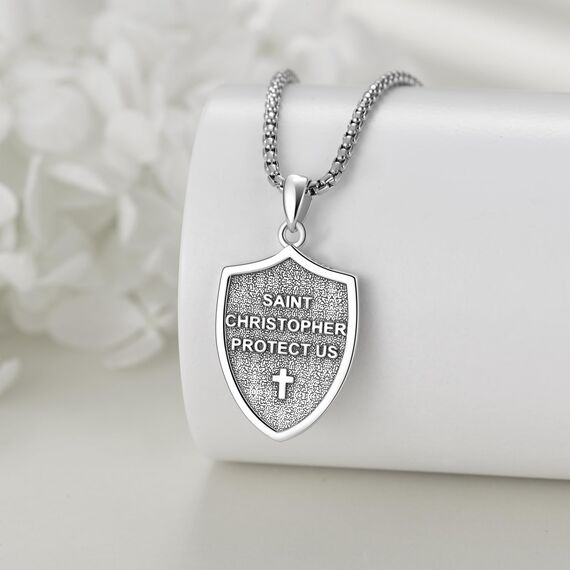 ONEFINITY Saint Christophorus Kette Herren 925 Sterling Silber St Christophorus Anhänger St Christopher Halskette Religiöse Schützen Schmuck Geschenk Für Damen