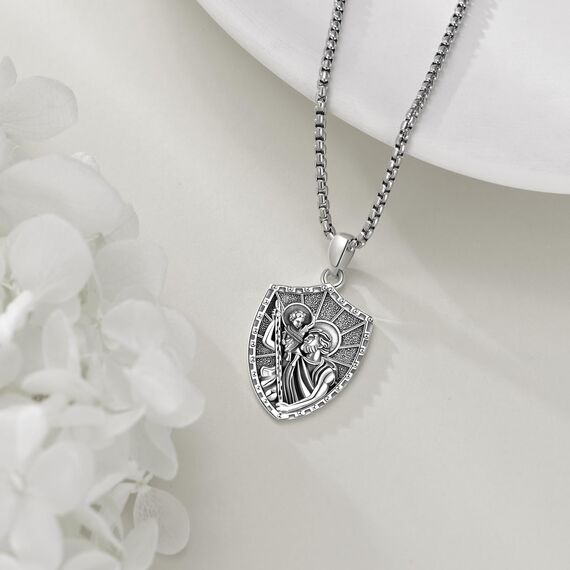 ONEFINITY Saint Christophorus Kette Herren 925 Sterling Silber St Christophorus Anhänger St Christopher Halskette Religiöse Schützen Schmuck Geschenk Für Damen
