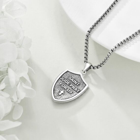 ONEFINITY Saint Jude Kette Herren 925 Sterling Silber St Jude Anhänger San Judas Anhänger Halskette Religiöse Schützen Schmuck Geschenk für Damen