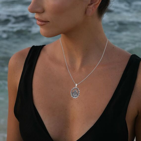 YEESIA Halskette mit St.-Benedikt-Anhänger, 925er Sterlingsilber, ovale Medaille, religiöser Schmuck, Geschenk für Damen und Herren
