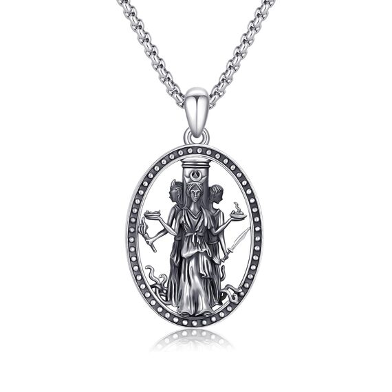 YEESIA Hekate Halskette 925 Sterling Silber Hekate Anhänger Halskette Retro religiöse Halskette Göttin Schmuck Geschenk für Frauen