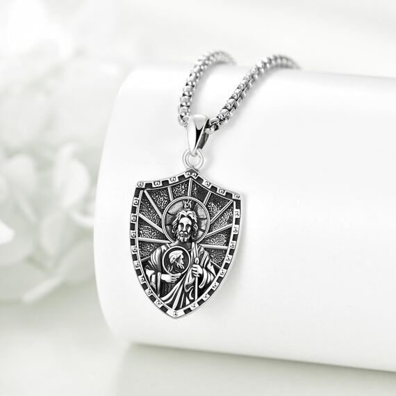 ONEFINITY Saint Jude Kette Herren 925 Sterling Silber St Jude Anhänger San Judas Anhänger Halskette Religiöse Schützen Schmuck Geschenk für Damen