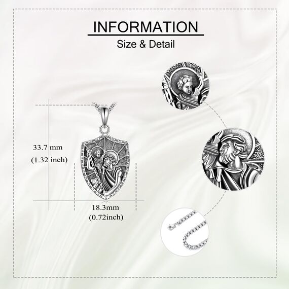 ONEFINITY Saint Christophorus Kette Herren 925 Sterling Silber St Christophorus Anhänger St Christopher Halskette Religiöse Schützen Schmuck Geschenk Für Damen