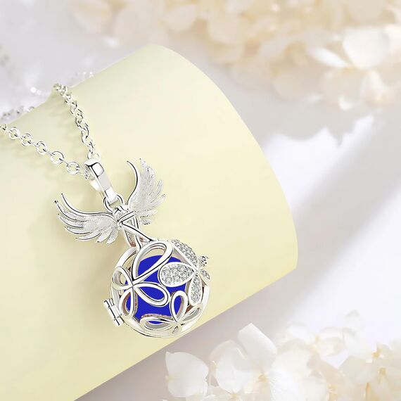 Only faith Halskette mit Engelsrufer, schwangere Frau, Erzengel, versilbert, Geschenk für werdende Mütter, Pequeño, Edelstahl, Kein Edelstein