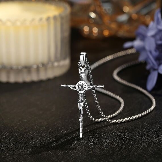 AEONSLOVE Kreuz Kette Damen Silber 925 Kruzifix Halskette Kreuzkette Silber Herren Jesus Anhänger Religiöse Geschenke Schutzamulett Katholisch Christlicher Schmuck Herren