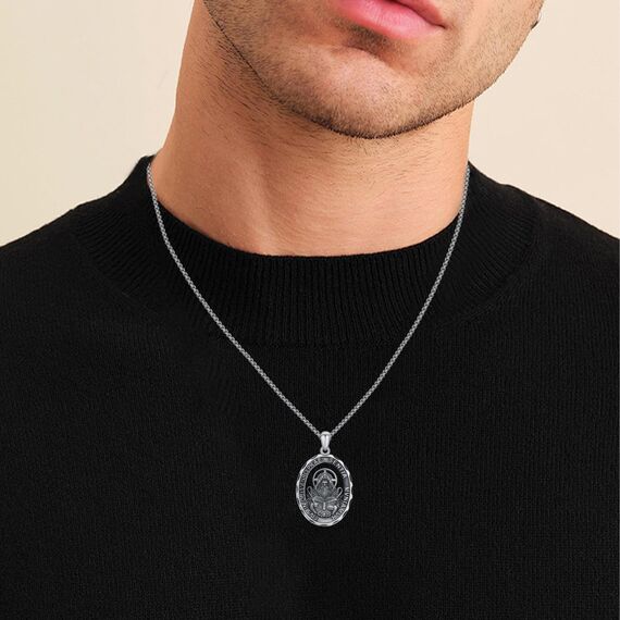 YEESIA Halskette mit St.-Benedikt-Anhänger, 925er Sterlingsilber, ovale Medaille, religiöser Schmuck, Geschenk für Damen und Herren