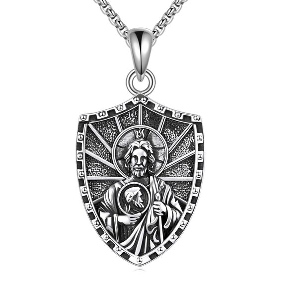 ONEFINITY Saint Jude Kette Herren 925 Sterling Silber St Jude Anhänger San Judas Anhänger Halskette Religiöse Schützen Schmuck Geschenk für Damen