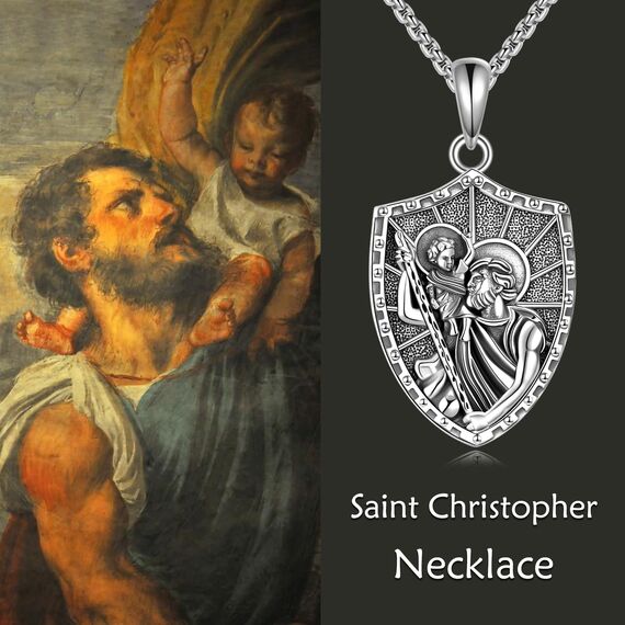 ONEFINITY Saint Christophorus Kette Herren 925 Sterling Silber St Christophorus Anhänger St Christopher Halskette Religiöse Schützen Schmuck Geschenk Für Damen