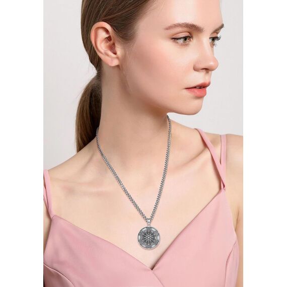 AEONSLOVE Metatrons Würfel Halskette Silber 925 Heilige Geometrie Anhänger Herren Damen Erzengel Metatron Medaille Metatrons Würfel Schmuck