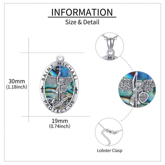 ONEFINITY Erzengel Sankt Michael/Christopherus Kette 925 Sterling Silber St Michael Medaille Erzengel Anhänger Halskette Religiöser Schutz Schmuck Geschenk Für Damen Herren (Sankt Michael)
