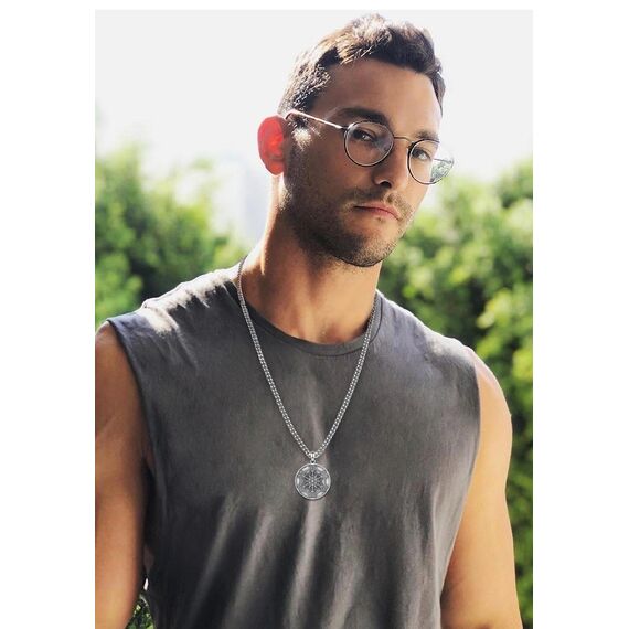 AEONSLOVE Metatrons Würfel Halskette Silber 925 Heilige Geometrie Anhänger Herren Damen Erzengel Metatron Medaille Metatrons Würfel Schmuck