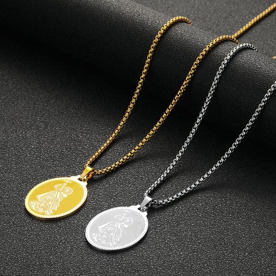 Herren personalisiert St. George Anhänger Halskette das Siegel der sieben Erzengel Religiöser Medaillon Modeschmuck für Männer und Frauen Jungen Edelstahl