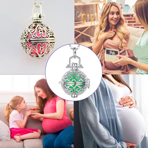 Only faith Halskette mit Engelsrufer, schwangere Frau, Erzengel, versilbert, Geschenk für werdende Mütter, Pequeño, Edelstahl, Kein Edelstein