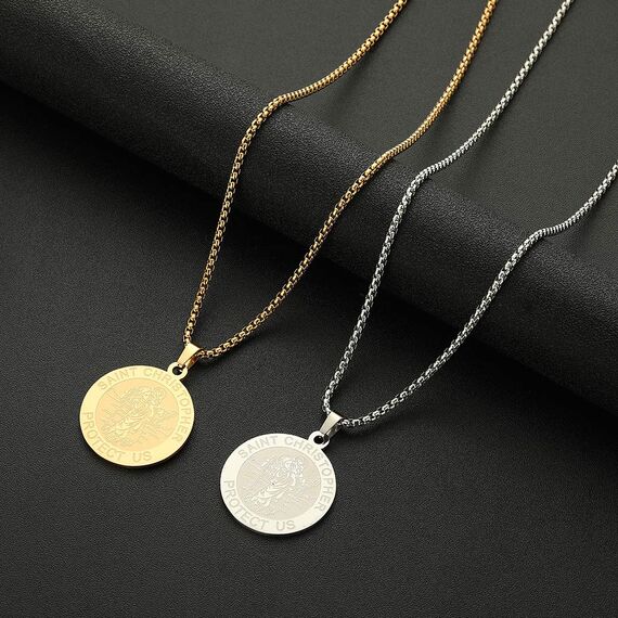 Herren Heiliger Michael Anhänger Halskette das Siegel der sieben Erzengel Religiöser Medaillon Modeschmuck für Männer und Frauen Jungen Edelstahl christliches Geschenk