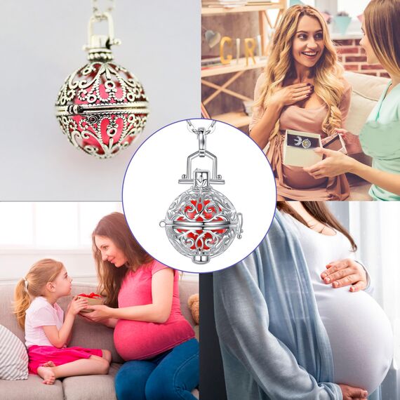 Only faith Halskette mit Engelsrufer, schwangere Frau, Erzengel, versilbert, Geschenk für werdende Mütter, Pequeño, Edelstahl, Kein Edelstein