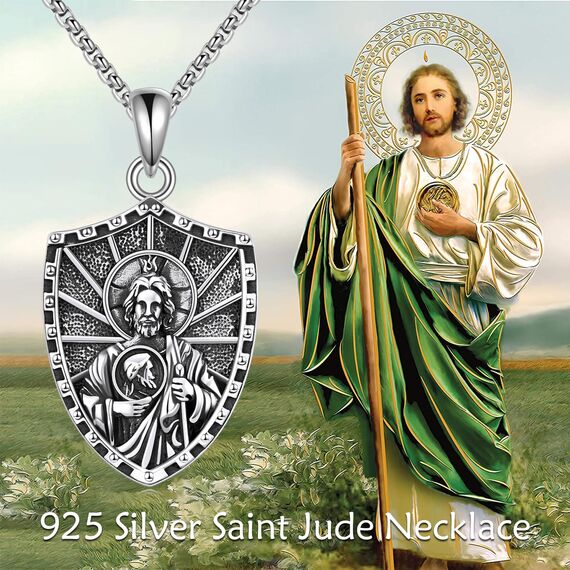 ONEFINITY Saint Jude Kette Herren 925 Sterling Silber St Jude Anhänger San Judas Anhänger Halskette Religiöse Schützen Schmuck Geschenk für Damen