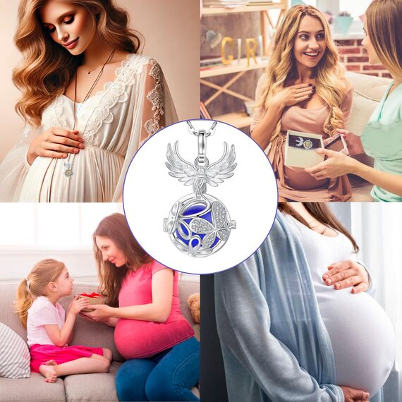 Only faith Halskette mit Engelsrufer, schwangere Frau, Erzengel, versilbert, Geschenk für werdende Mütter, Pequeño, Edelstahl, Kein Edelstein