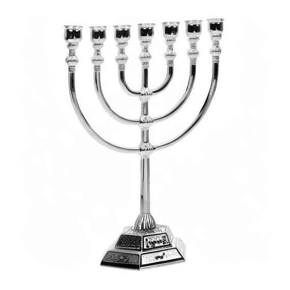 FOMIYES Chanukka Menorah 7 Chanukka Kerze Minorah Israel Menorah Jüdisches Tischdekoration Kerzenhalter Für Partys Hochzeiten Tischdekoration Silber