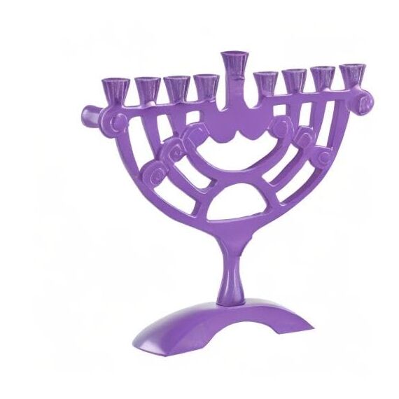 Ner Mitzvah Farbige Kerze Menorah Passend für alle Chanukka-Kerzen-Strudel-Entwurf 6” High 6-Zoll-Lila