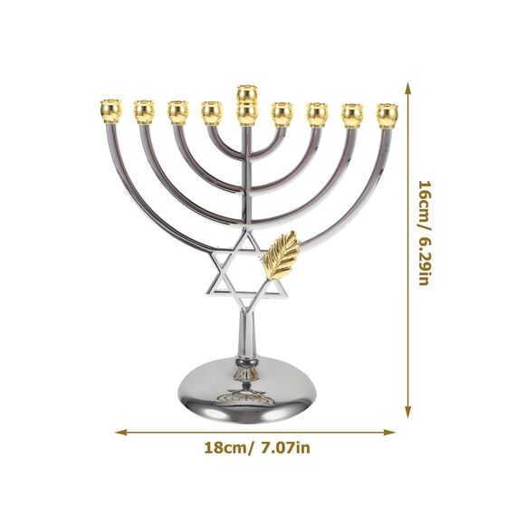 BESPORTBLE Hanukkah Menorah Chanukka 9 Zweig Kerzenhalter Jüdischer Kerzenständer Dekorativer Kerzenhalter Metallkandelaber Tischdekoration Für Hochzeitstischdekoration