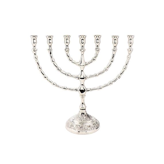 NKlaus Menorah Leuchter 7- armig Messing Gold Kerzen bis Ø 1,5cm Kerzenständer Höhe: 20cm Menora Breite :22cm Kirchenbedarf Dekoration 4171