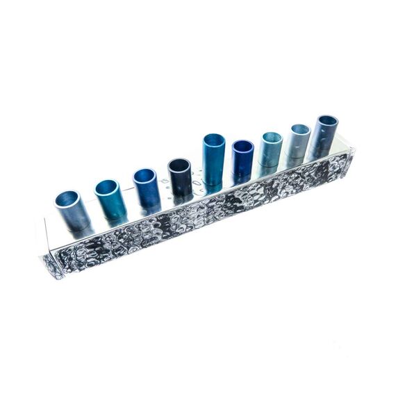 Yair Emanuel Small Hanukkah Menorah - Strip - Blue