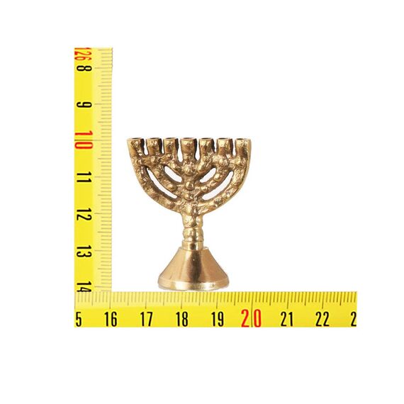 NKlaus mini 4cm Menora Messing Handarbeit Kerzenständer siebenarmiger Leuchter Menorah 1316